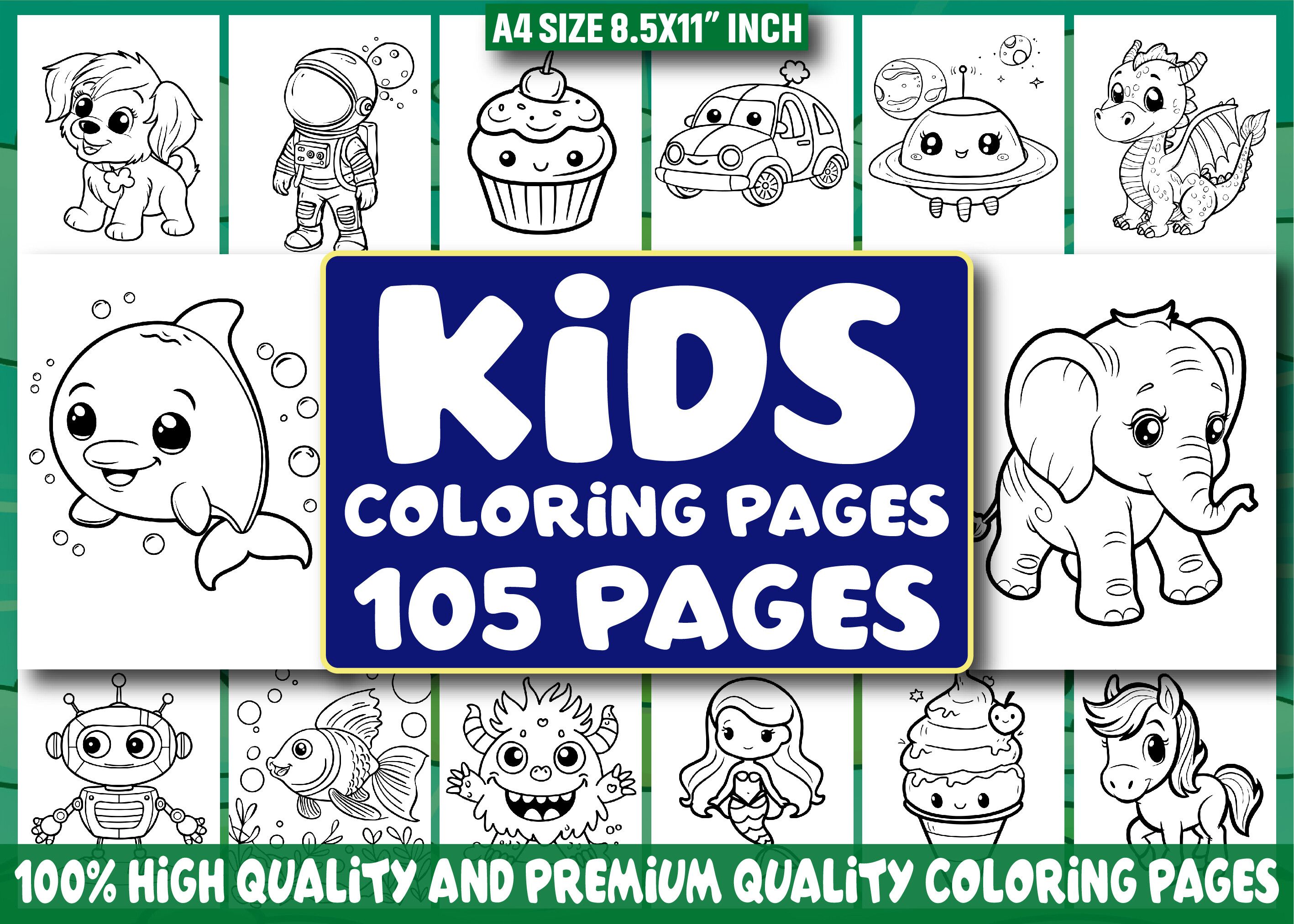 105 Kids Coloring Pages for Kids - KDP