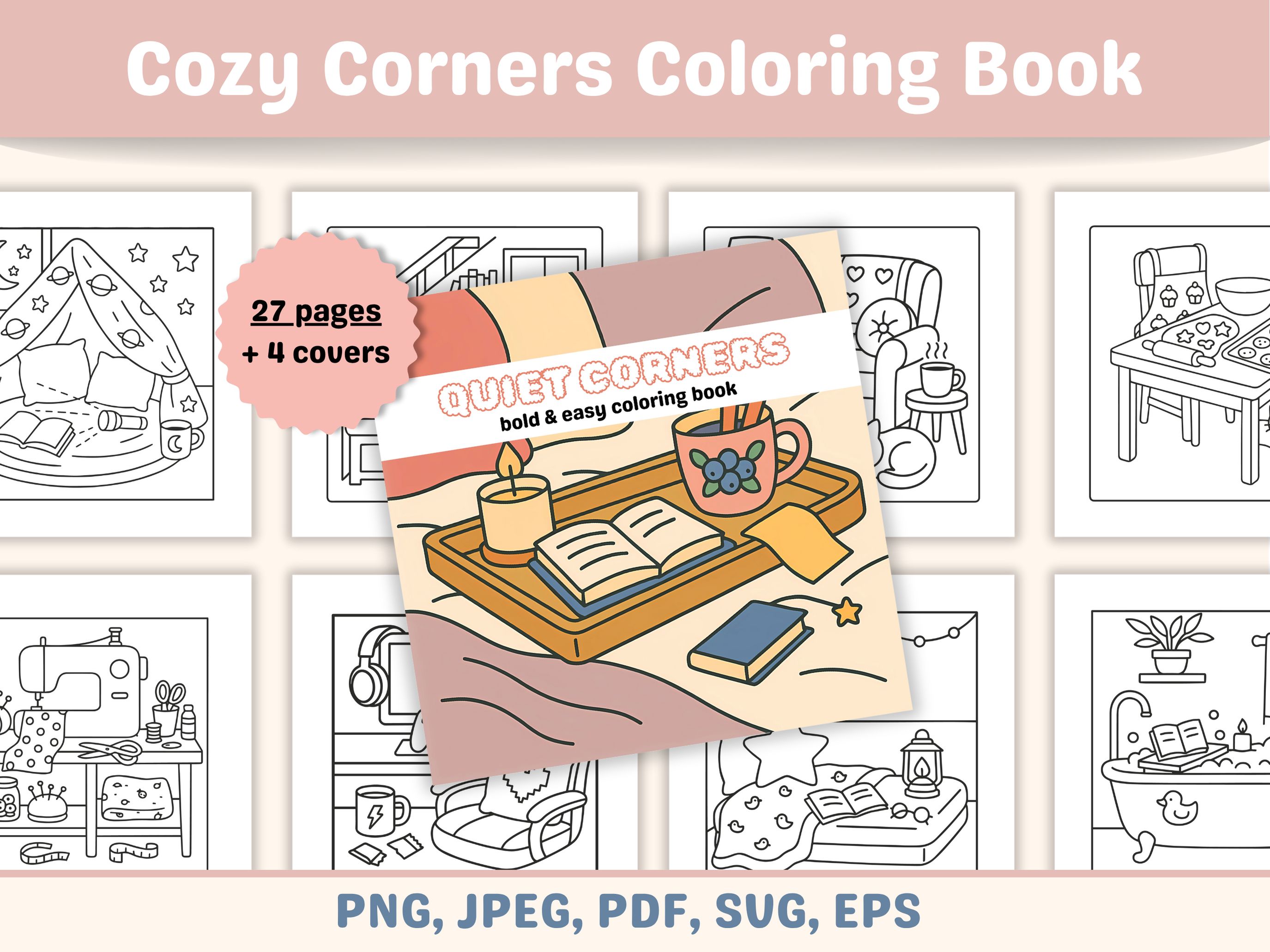 Cozy Corners Bold and Easy Coloring Book