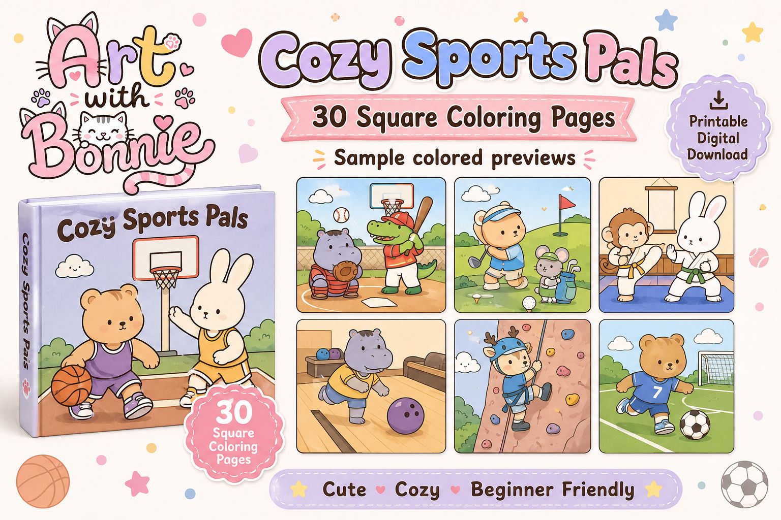 Cozy Cutie Sports Animals Pals Coloring