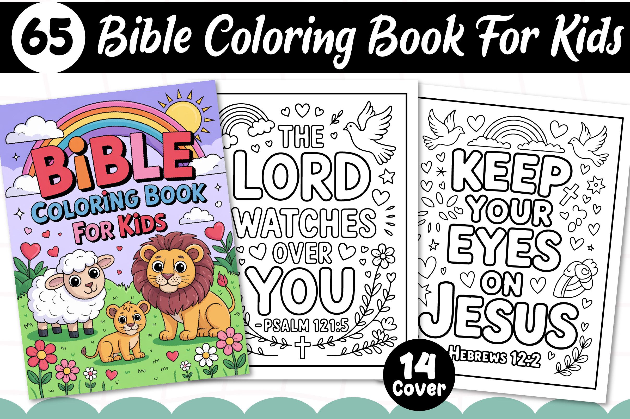 65 Pages Bible Coloring Book for Kids
