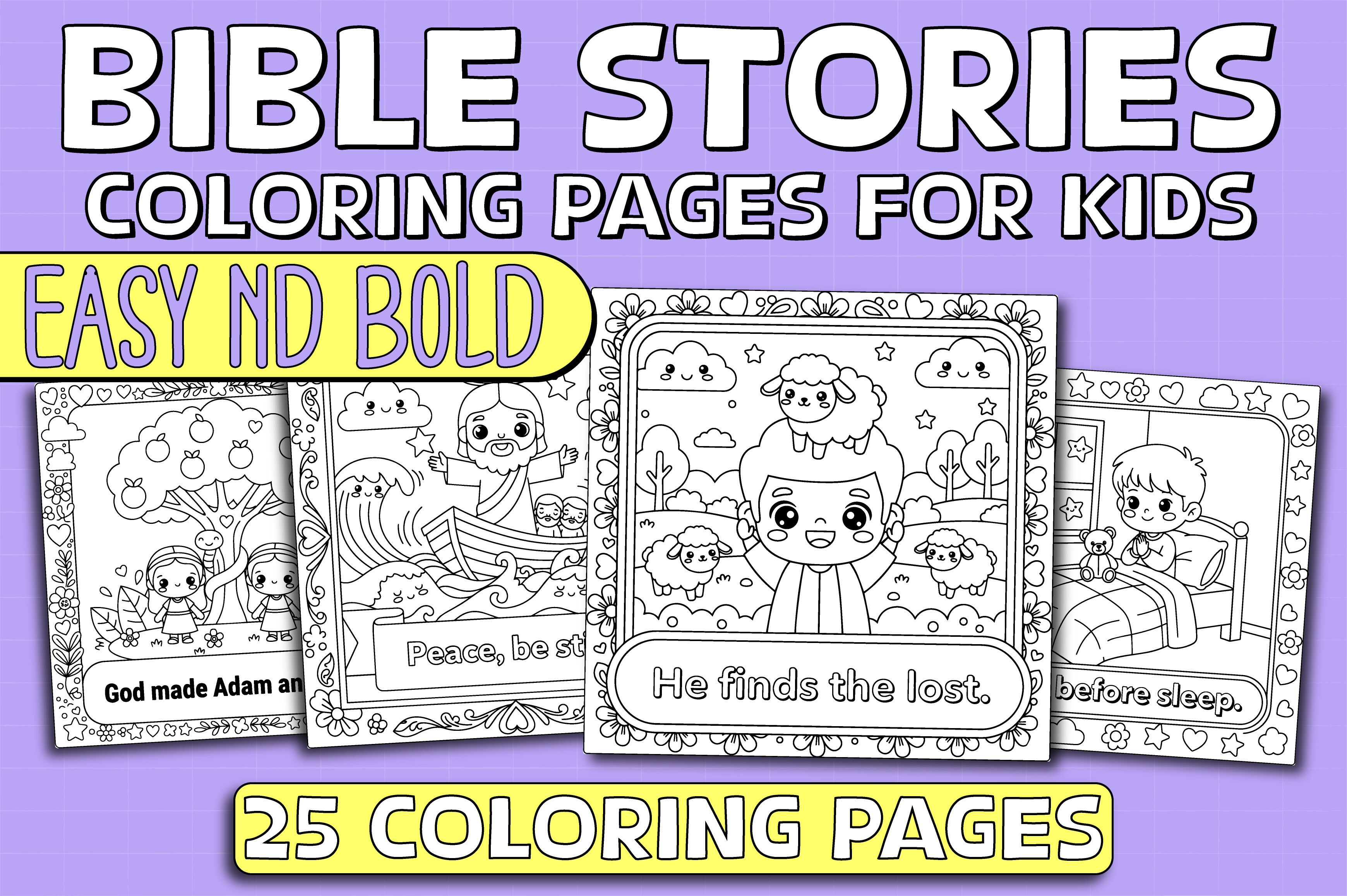 BIBLE COLORING BOOK Cute Easy Bold Kids